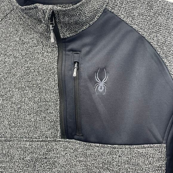Spyder Fleece lined Pullover, Sweater, 1/2 Zip, Warm, Charcoal, Black Men's XXL - Picture 2 of 8